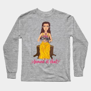 Femme et Chat, Woman and Cat Long Sleeve T-Shirt